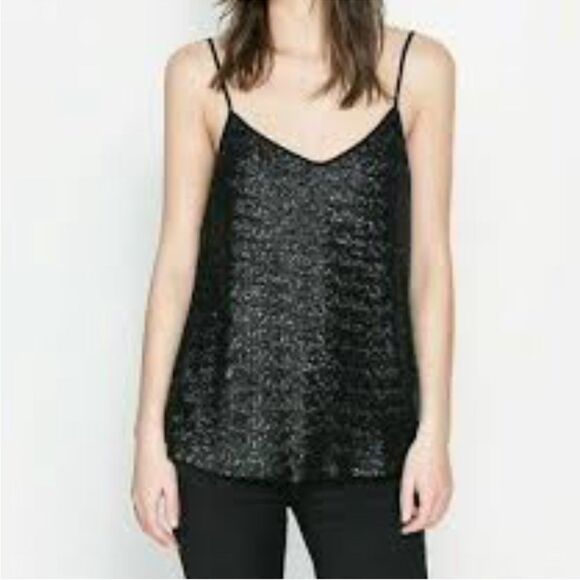 Zara Black Sequin Tank XS - Picture 1 of 6